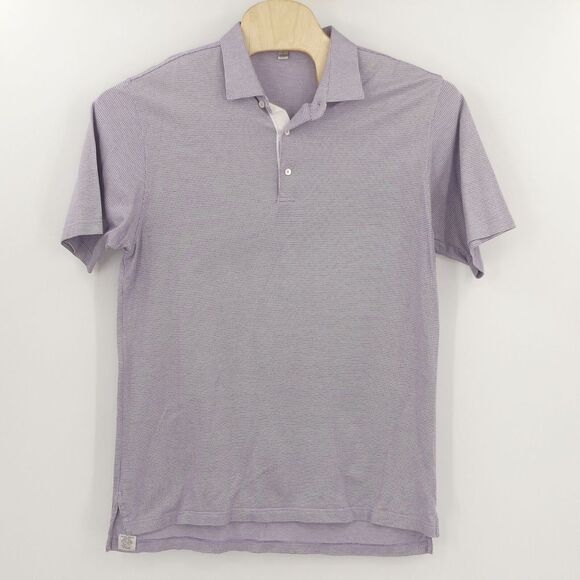 Peter Millar Other - Peter Millar Polo Shirt Cotton Purple Geometric Pattern Mens Large No Embroidery